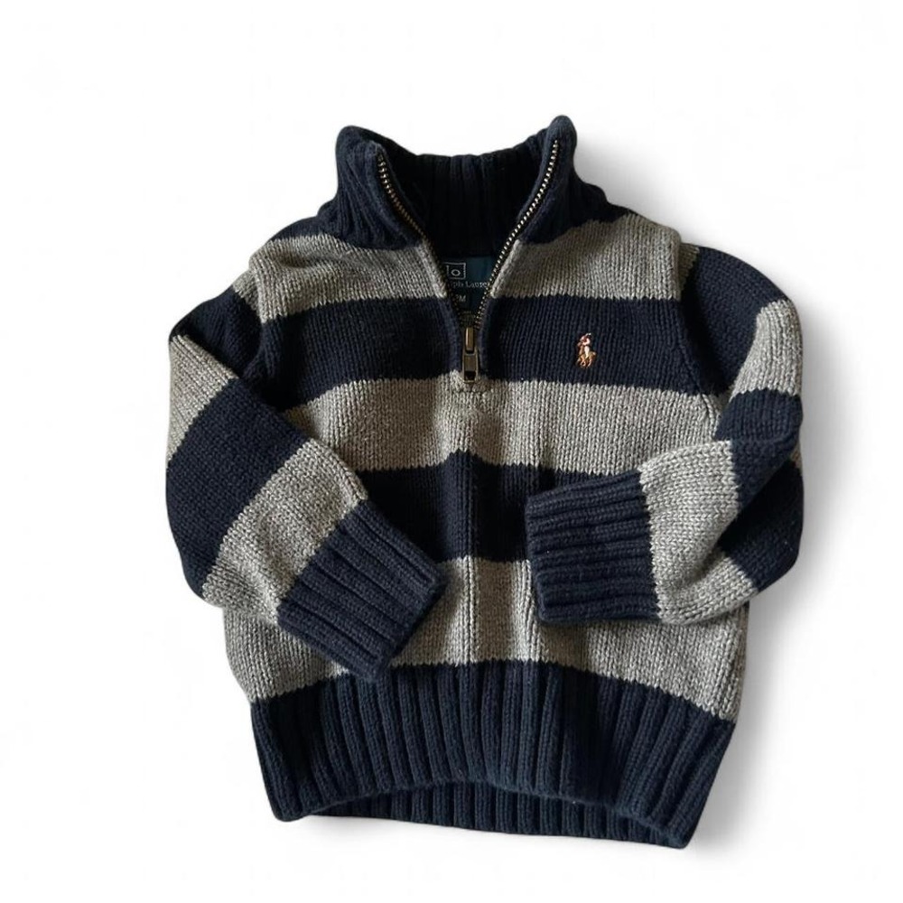 Ralph Lauren 12M striped sweater 1/4 zip knitted
